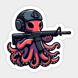 Tactical Octopus Adventure Tee: Where Intelligence Meets Style Sticker